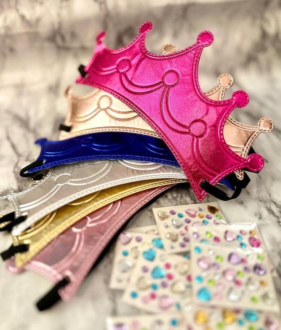 Princess Crown Craft Kit - Rainbow – 12 Foam Crowns with Self-Adhesive Gems & Pre-Attached Elastic | Princess Party Activity
