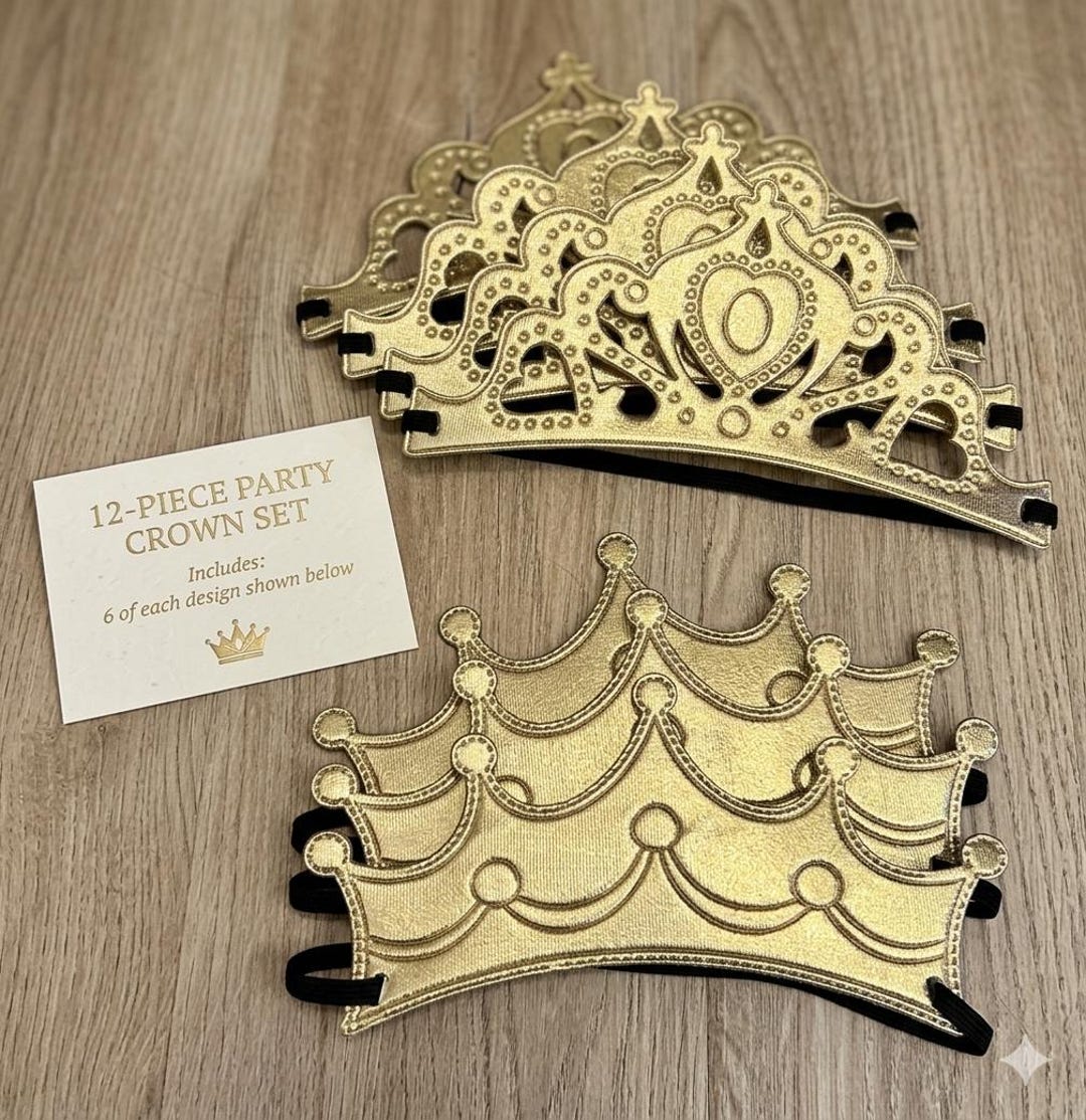 Princess Crown Craft Kit - Gold – 12 Foam Crowns With Self-adhesive ...