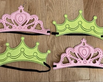 Wicked Witch Crown Craft Kit - Pink and Green– 12 Foam Crowns with Self-Adhesive Gems & Pre-Attached Elastic | Princess Party Activity