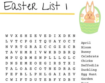 Easter Word Search, Printable Easter Game, Printable Kids Party Games, Easter Games for Children and Adults, Printable Easter Word Search