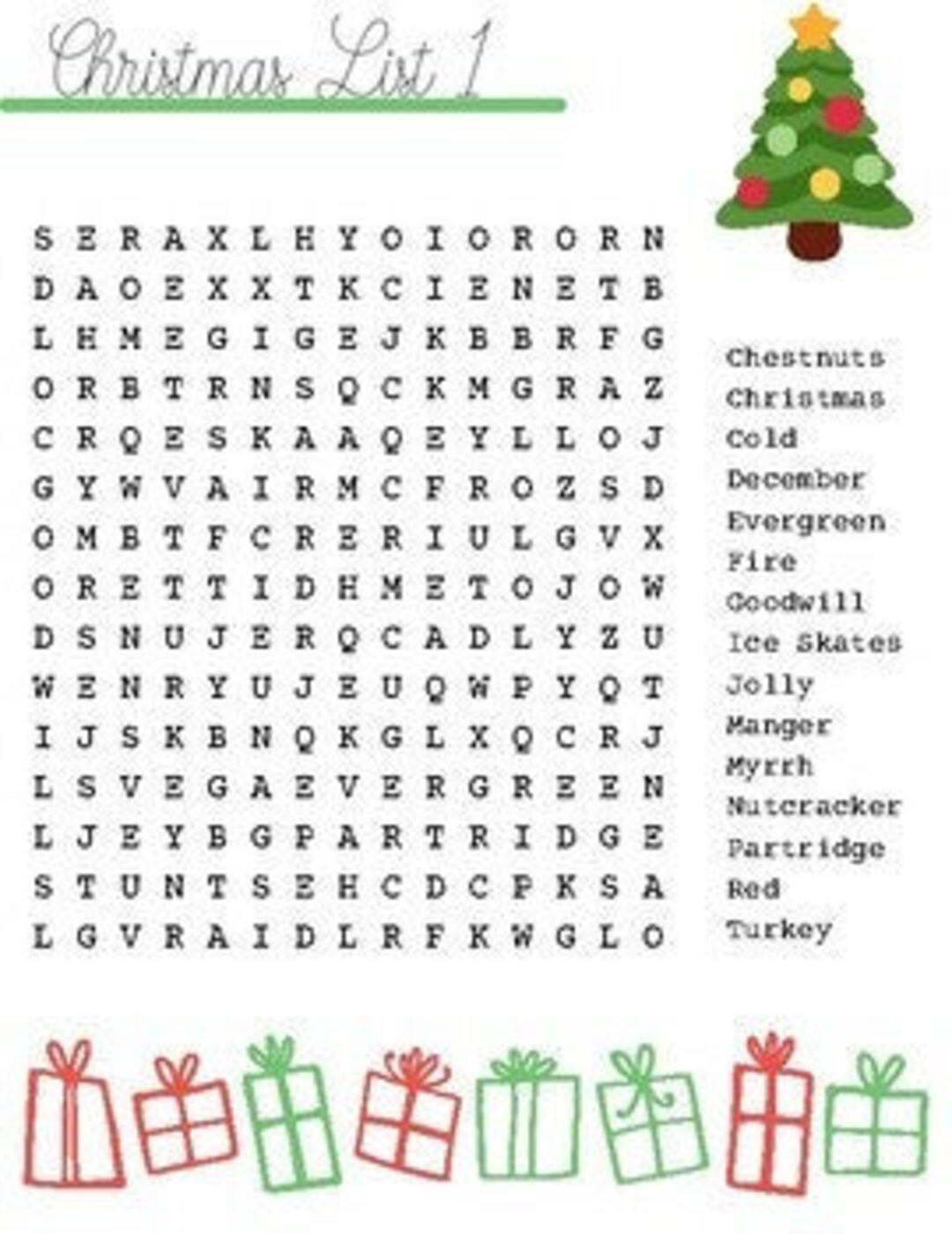 Christmas Word Search, Christmas Activity, Printable Activity