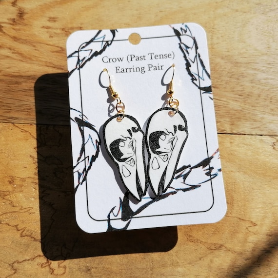 Crow (Past Tense) | Crow Skull Handmade Earring Pair