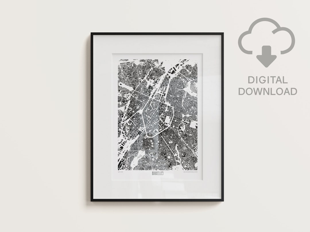BRUSSELS Printable Map / Digital City Map, Printable Wall Poster, Wall ...