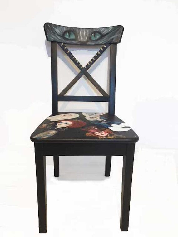 Tim Burton Alice In Wonderland Themed Upcycled Chair Etsy