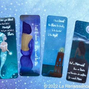 Mermaid Bookmark, 4 styles, Collectible Book Accessory, mermaid art print, gift for reader, book club gift, literary gift, handmade bookmark