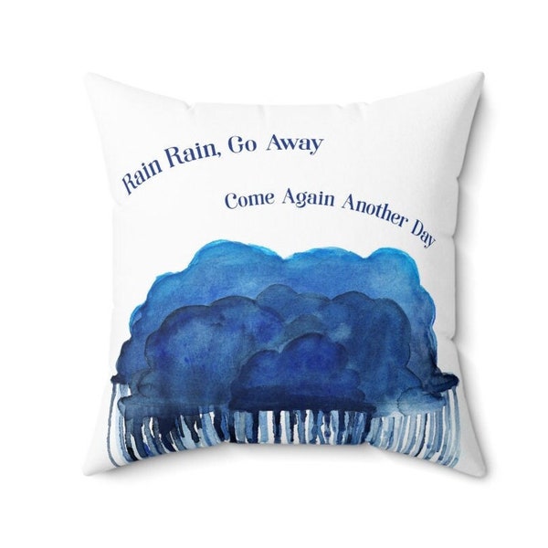 Rain Go Away - Watercolor Throw Pillow for Nursery