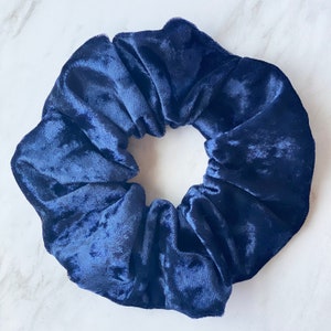 Luxury Jumbo Hair Scrunchie in Navy Blue Velvet