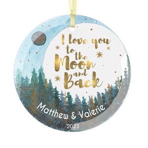 Cute Deadpool And Stitch Love You To The Moon And Back Galaxy Christmas  Decorations Ornament - Mugteeco