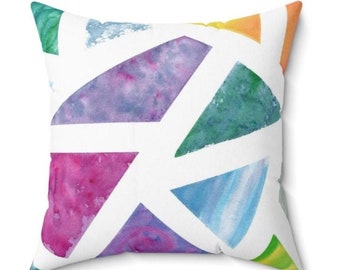 Minimalist Geometric Watercolor Throw Pillow