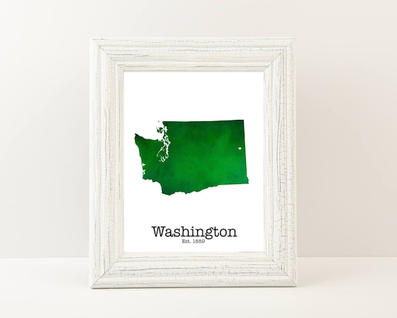 Washington Watercolor Print Personalized Fine Art Print of - Etsy