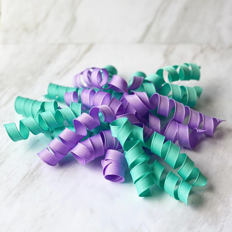 Ariel Hair Streamer: Aqua Blue & Lilac Grosgrain Ribbon Ponytail - Etsy
