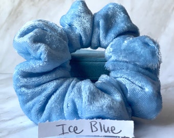 Luxury Hair Scrunchie in Ice Blue Velvet