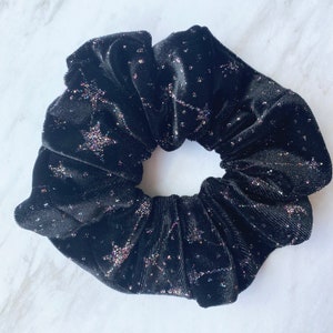 Luxury Hair Scrunchie in Black Velvet with Glitter image 2