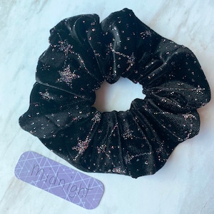 Luxury Hair Scrunchie in Black Velvet with Glitter image 1