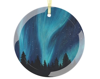 Aurora Borealis - Glass Christmas Tree Ornament, Northern Lights, Galaxy Ornament, Night Sky Decor, Astronomy Gift