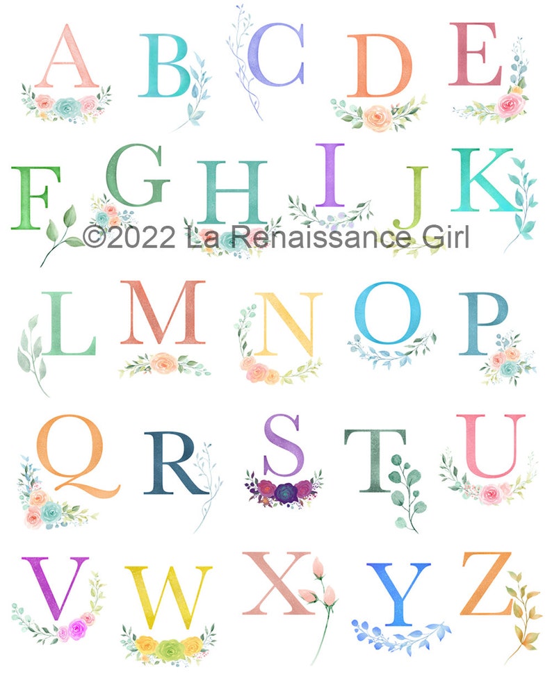 Alphabet Poster Print, Alphabet Nursery Print, Letter Poster, Botanical ...
