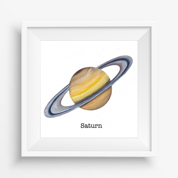 Saturn Watercolor Art Print Mini Planet Illustration Solar System Art For Kid S Room And Classrooms Science Decor Gift For Teachers