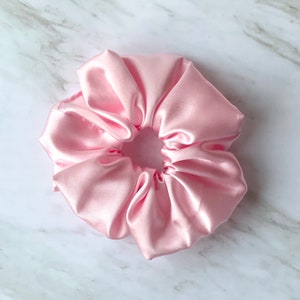 Luxury Jumbo Hair Scrunchie in Ballet Pink Satin, holiday gift, ballerina hair, extra large stocking stuffer