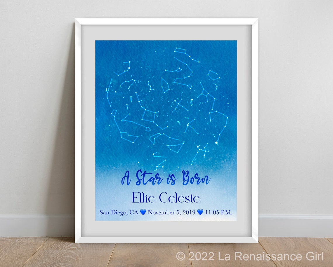 The Day You Were Born Custom Star Map, a Star is Born, Constellation ...