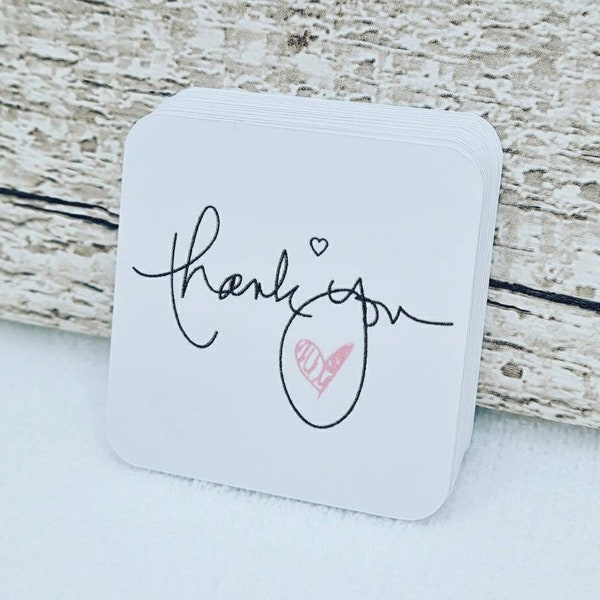 25x mini thank you for your order cards, thank you business cards, stationery, pink heart cards, small business stationery