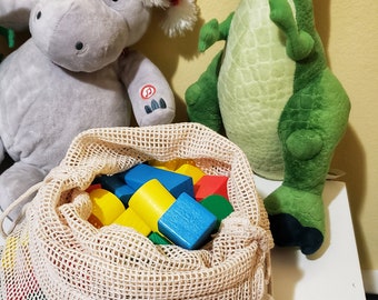 Organic Cotton Toy Storage Bag | Kids Room Organizer