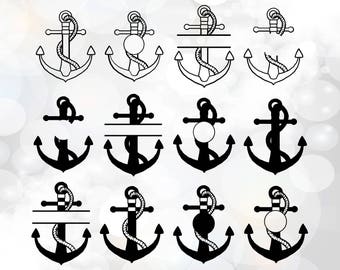 Download Anchor Svg Set Anchor Monogram Svg Clipart Nautical Split ...