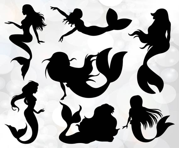 Download Mermaid Svg Mermaid Clipart Silhouette Collection Mermaid Etsy