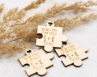 Puzzle Shaped Tag - Puzzle Shaped Thank you Favor - Custom Thank you Tags - Gift Favors for Guests - Personalized Gift Thank You Tags