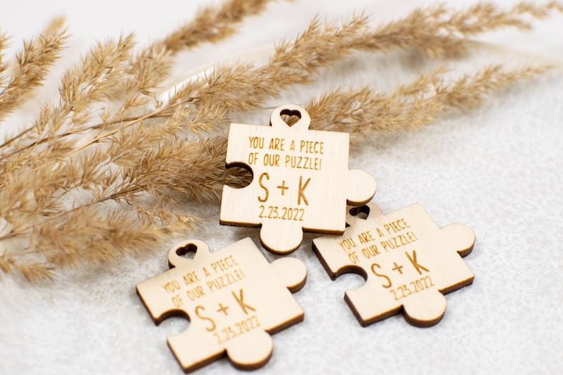 Puzzle Shaped Tag Puzzle Shaped Thank you Favor Custom Thank you Tags Gift Favors for Guests Personalized Gift Thank You Tags image 1