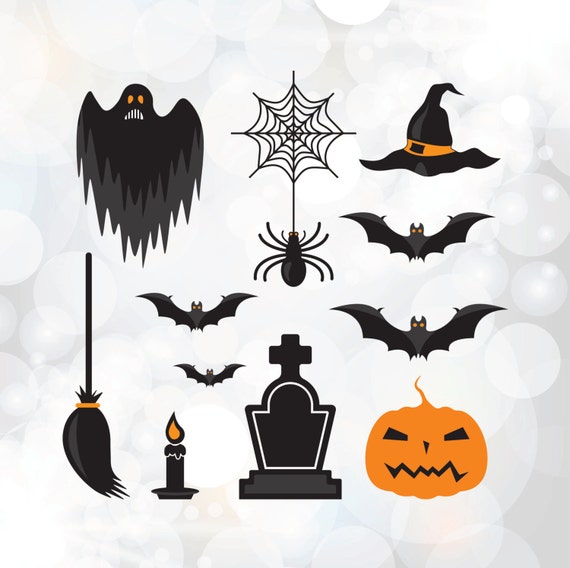 Download Clip Art Art Collectibles Halloween Svg Pack Svg Halloween Clipart Scary Pumpkin Spooky Ghost Bats Printable Cricut Silhouette Svg Png Dxf Cdr
