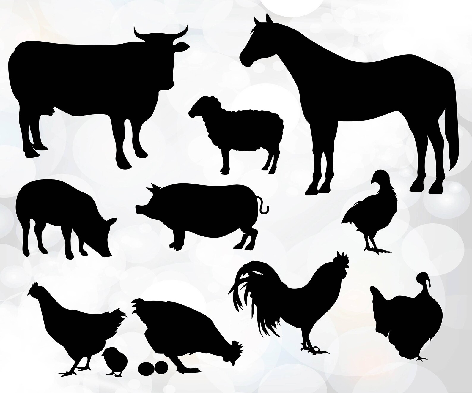 Boerderij Dieren Svg Dierlijke Silhouet Collectie Dier Etsy Nederland
