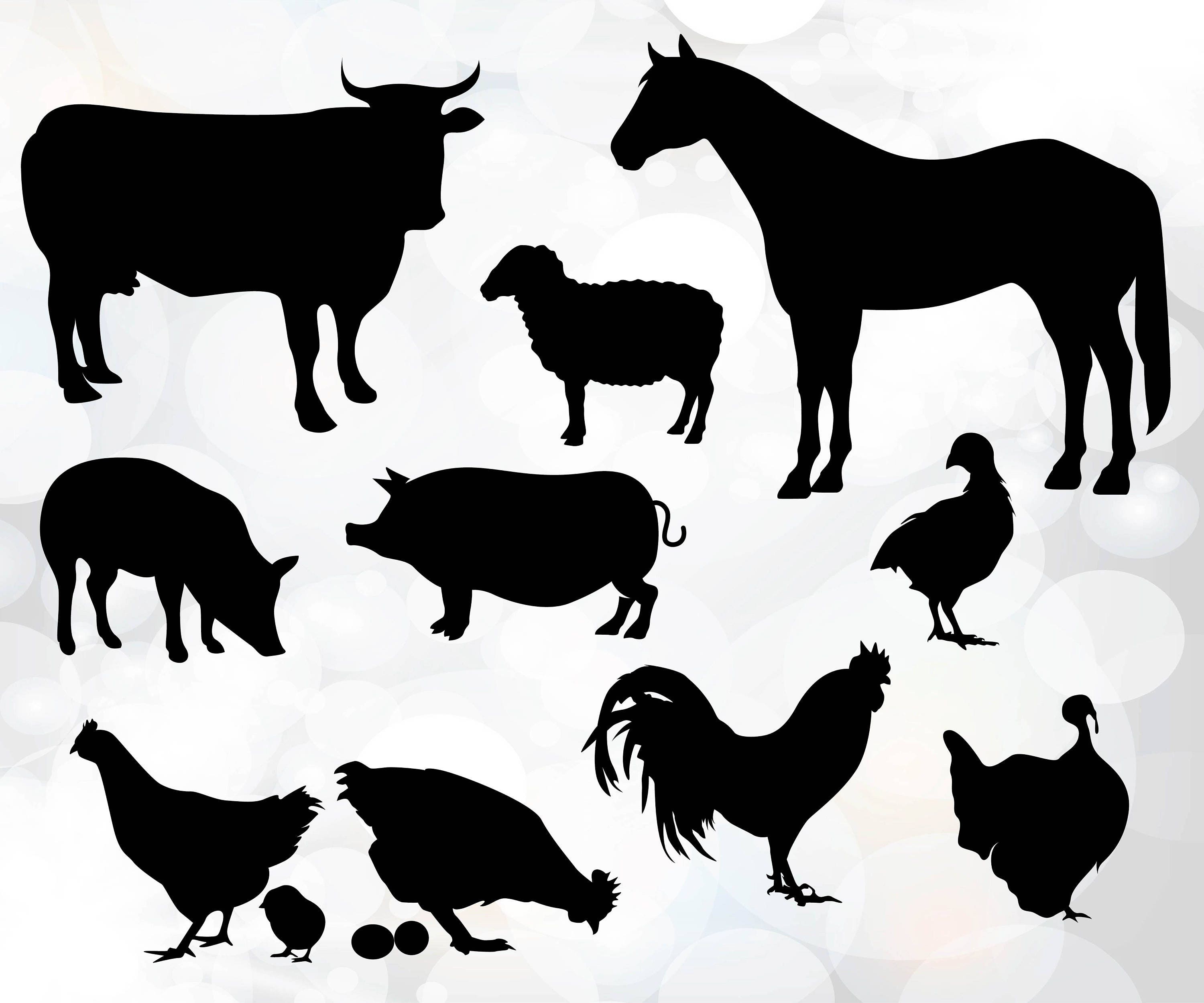 Download Farm Animal Svg Animal Silhouette Collection Animal Cut Etsy