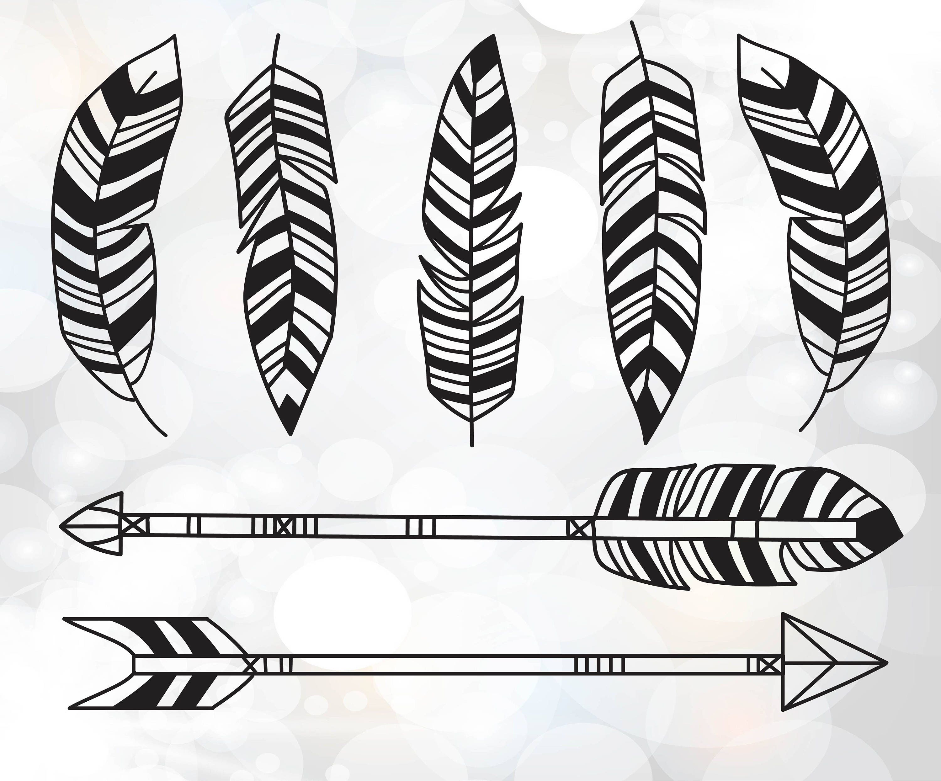 Download Boho feathers SVG Arrows SVG Cut Files Tribal Feathers | Etsy