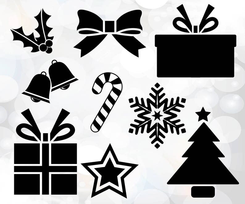 Download Kerst iconen Svg bestanden Kerstmis elementen gesneden | Etsy