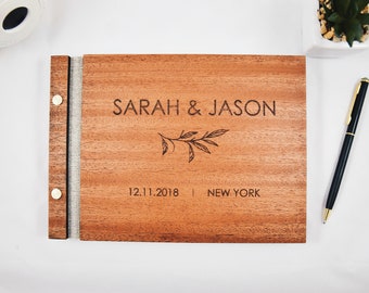 Mahogany Wedding Guestbook - Personalized Wedding Gift - Anniversary Gift For Couple - Modern Wedding Guest Book - Personalized Guestbook