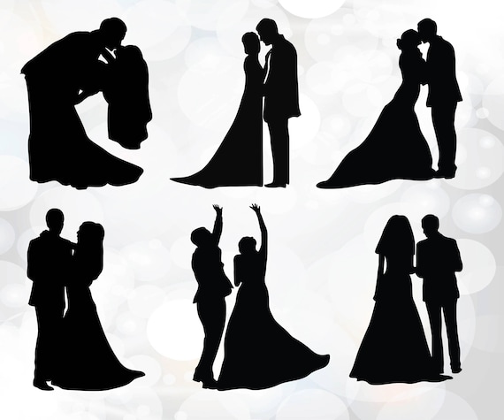 Download Wedding Couple Silhouettes Svg Wedding Couple Clipart Etsy