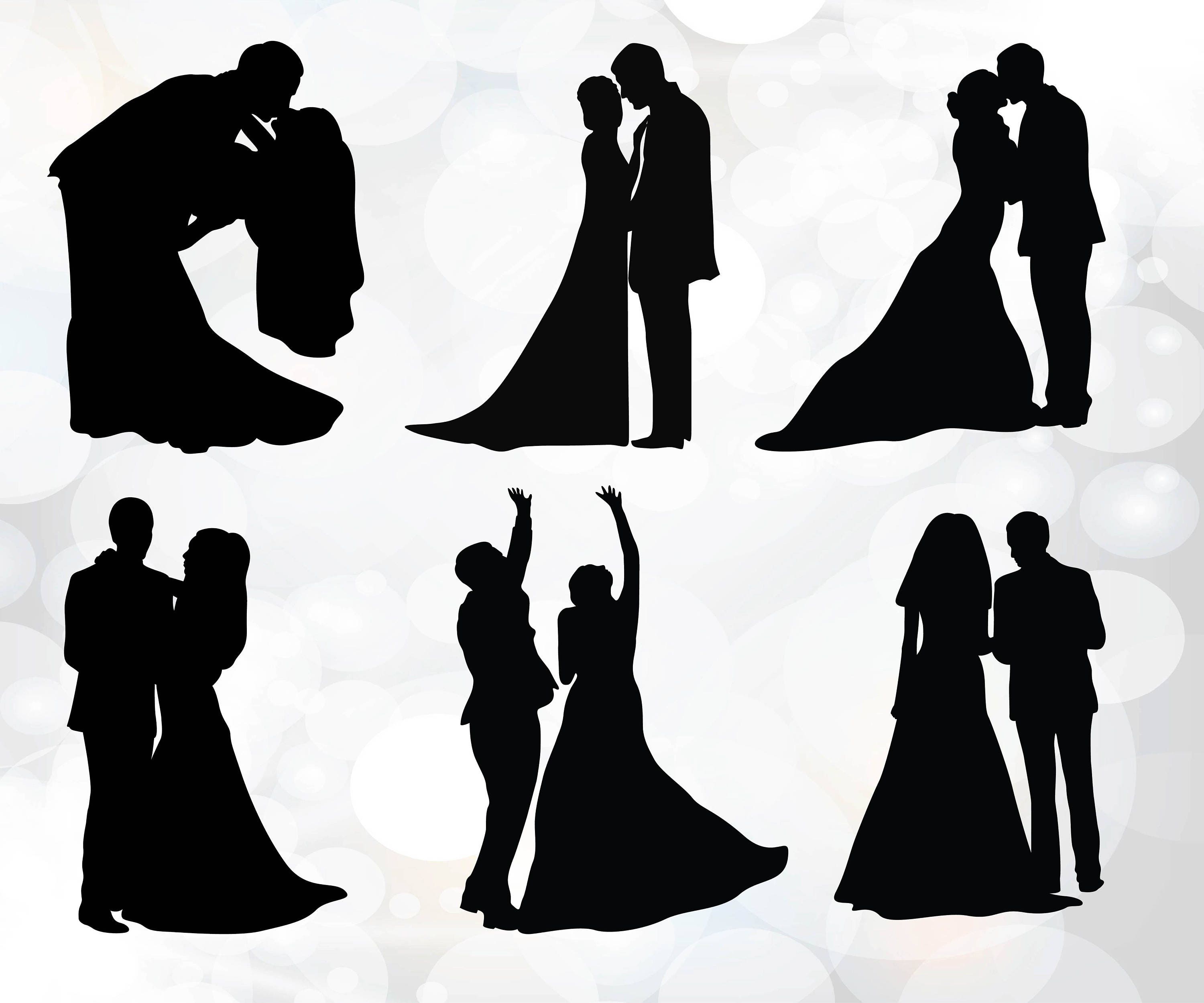 Download Wedding couple Silhouettes SVG wedding couple clipart | Etsy