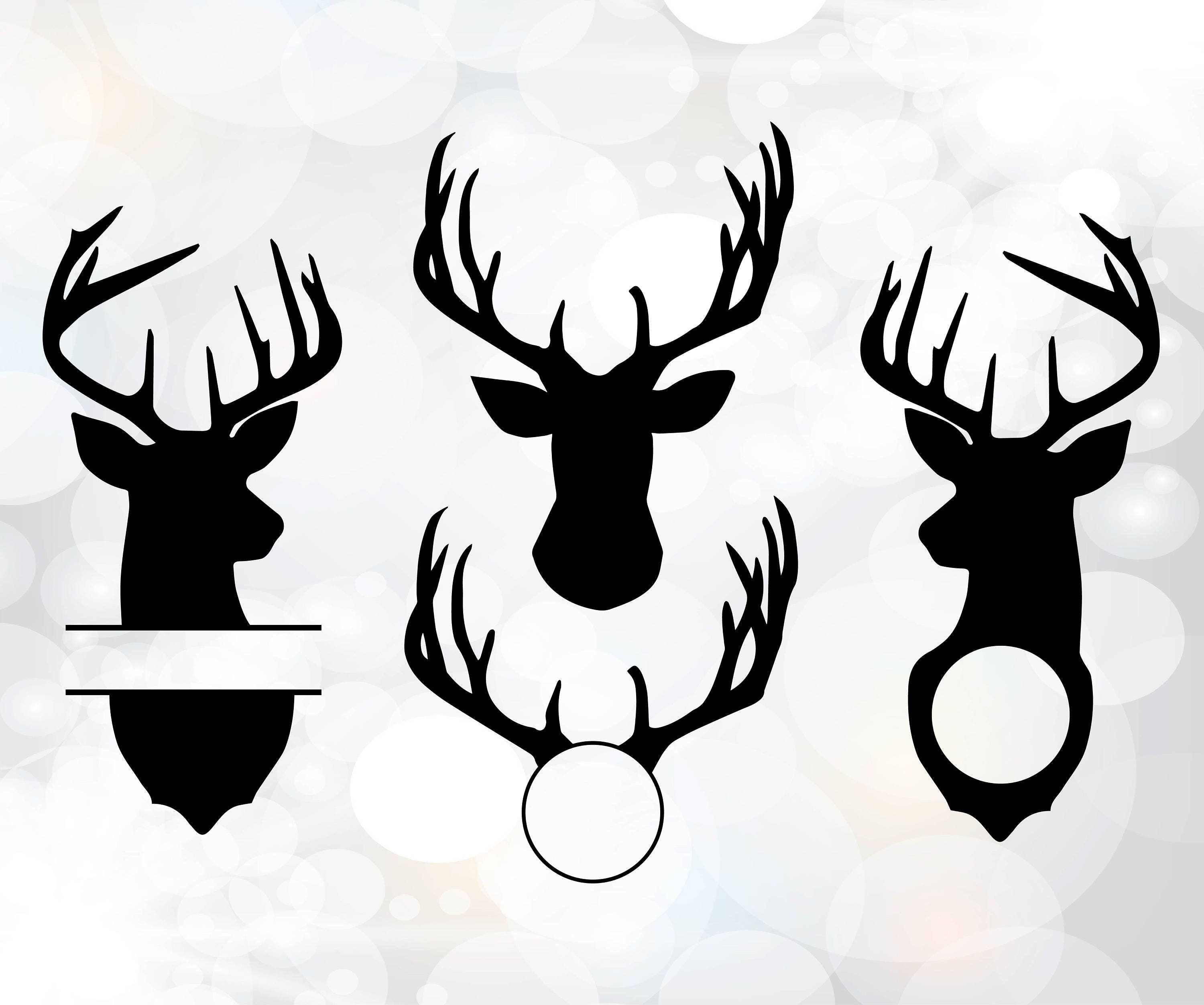 Deer svg monogram antlers dxf silhouette clip clipart frames cricut vector ...