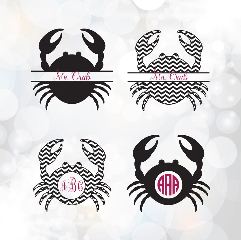 Crab Monogram Frame Svg Cut Files Crab SVG Files for Use Etsy