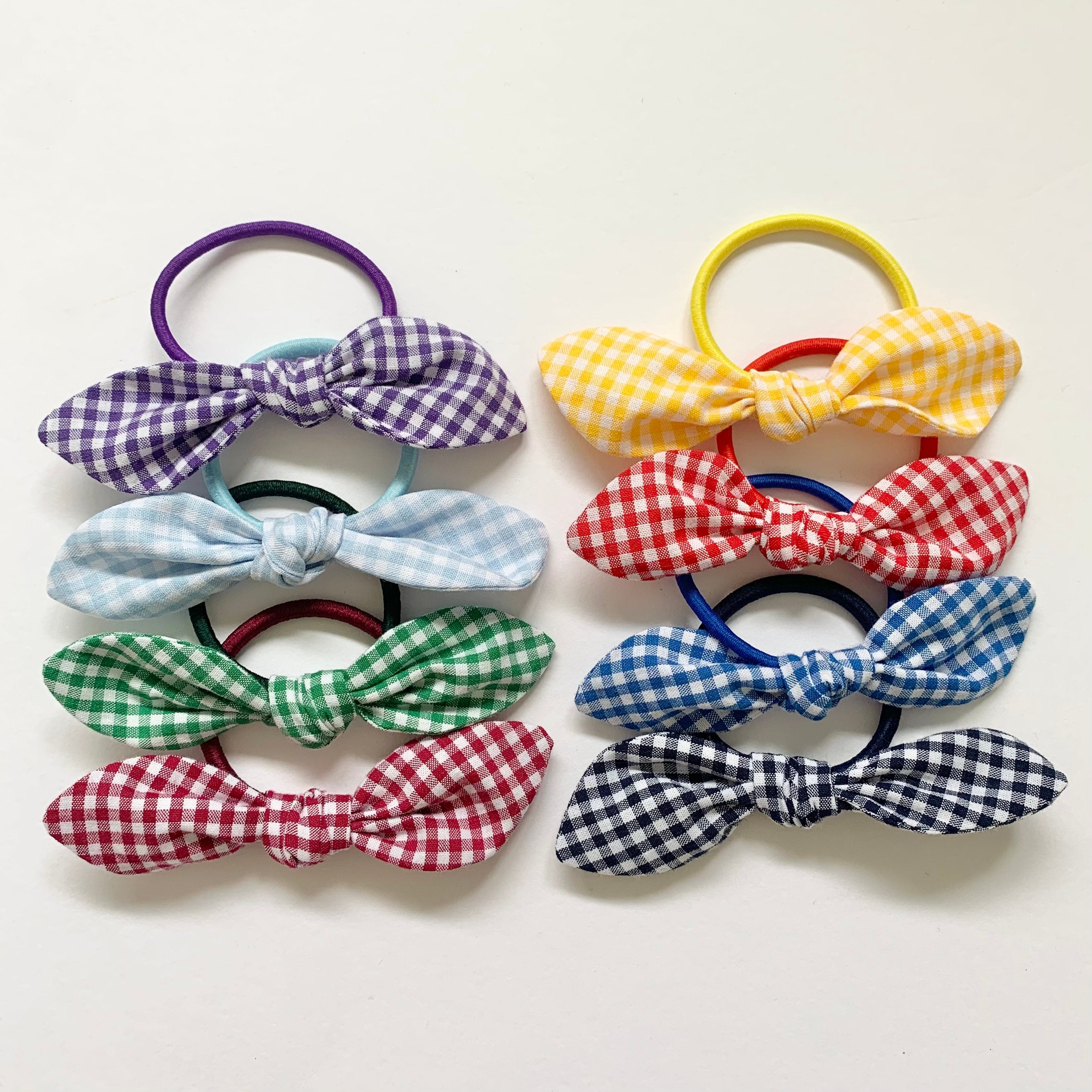 Gingham School Colours Hair Ties Bunny Hair Bobbles Hair Elastics  Colours School Uniform Gingham