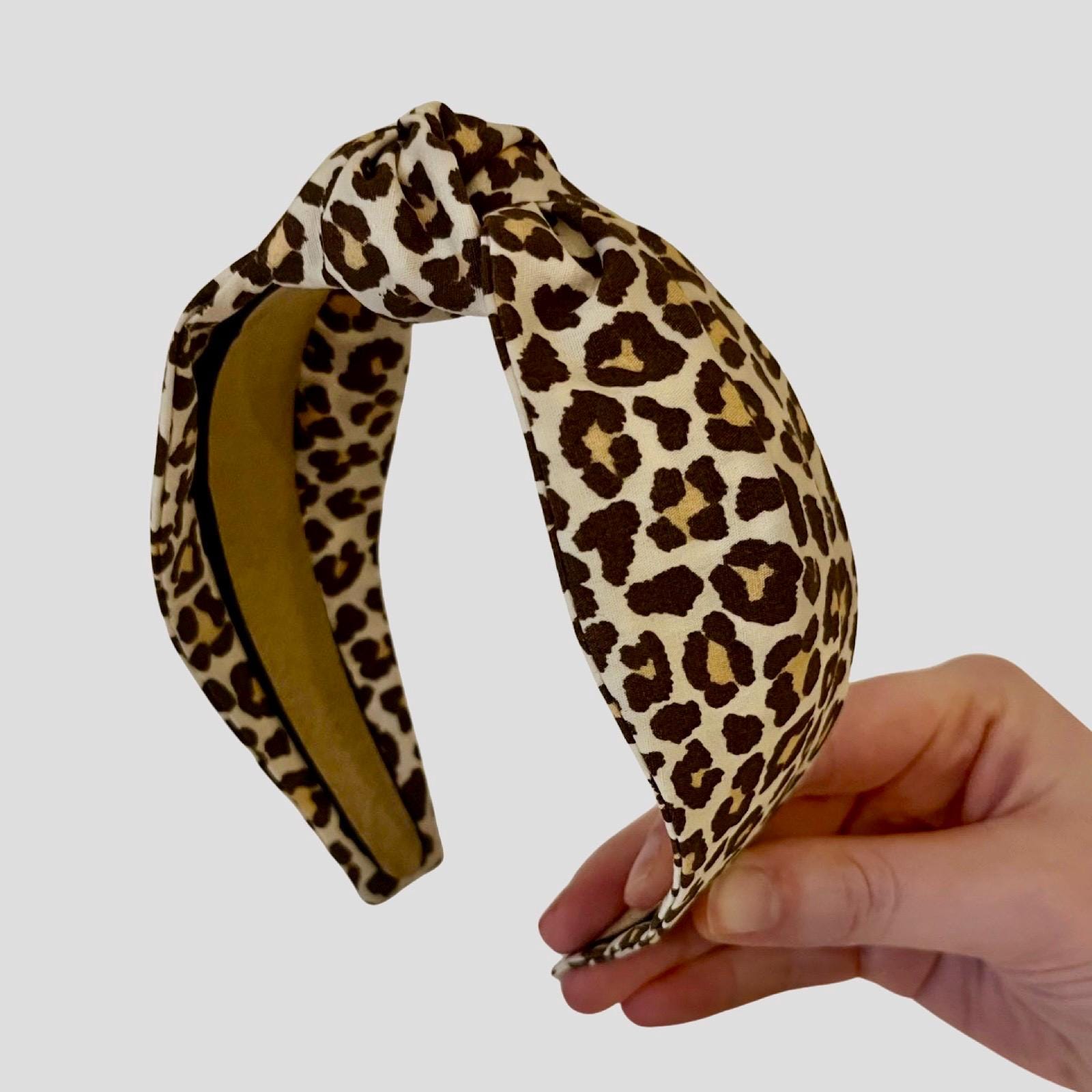 Fasce Per Capelli Con Nodo: 4 Pezzi Stampa Leopardata, Beige E Kaki | Morbide Antiscivolo Taglia Unica