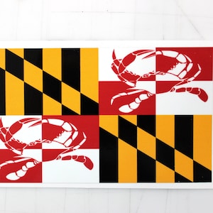 Set of Maryland Flag with Crabs Sticker  |  Decal  |  Maryland Pride