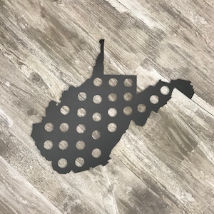 West Virginia Bottle Cap Display  |  State Shaped Beer Bottle Cap Holder  |  Beer Cap Sign  |  West Virginia