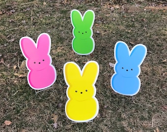 Peep Yard Signs  |  Easter Yard Decor  |  Easter Bunny  |  Coroplast Signs with Stakes  |  Single-Sided