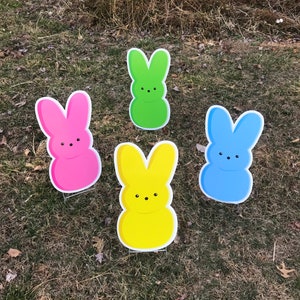 Peep Yard Signs  |  Easter Yard Decor  |  Easter Bunny  |  Coroplast Signs with Stakes  |  Single-Sided