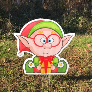 Elf Yard Decoration  |  Elf Lawn Sign  |  Christmas Yard Decor  |  Full Color Print  |  Single Sided