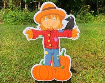 Scarecrow Yard Decoration  |  Fall Yard Decor  |  Thanksgiving Decor  |  Single-Sided  |  Full Color Digitally Printed