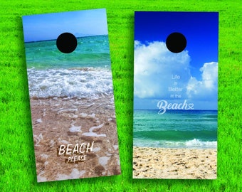 FREE US Shipping  |  Beach-Themed Cornhole Board DECALS  |  Yard Games