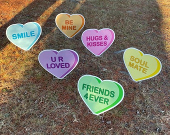 Candy Heart Yard Sign Decorations  |  Valentines Day Decor  |  Wife Gift  |  Girlfriend Gift