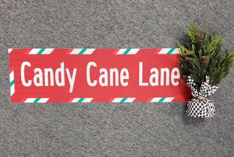 Candy Cane Lane / 24 x 7 Aluminum Reflective Sign / Christmas Decor / Christmas Sign Bild 1